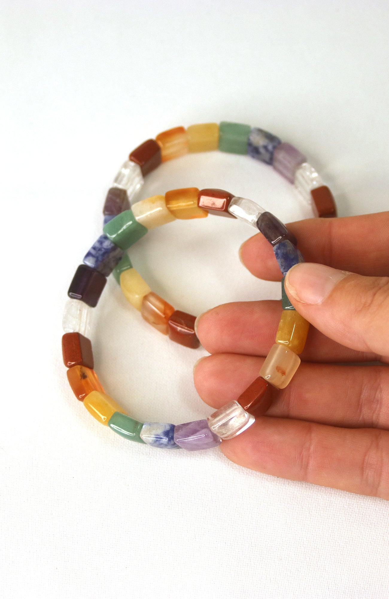 Chakra Faceted Square Bead Bracelet 195